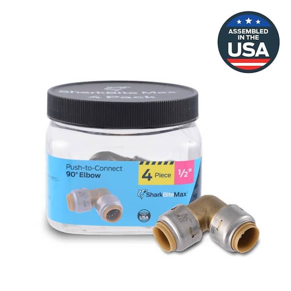 Max 1/2 in. Brass Push-to-Connect 90-Degree Elbow Fitting Pro Pack (4-Pack)