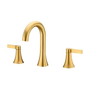 Contemporary 8 in. Widespread 2-Handle Bathroom Faucet in Brushed Gold