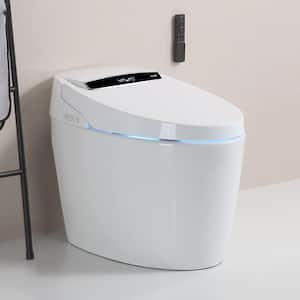 12 in. 1-piece 1.28 GPF Single Flush Smart Elongated Toilet in White Bidet Seat Included with Heated, Dryer, Warm Water