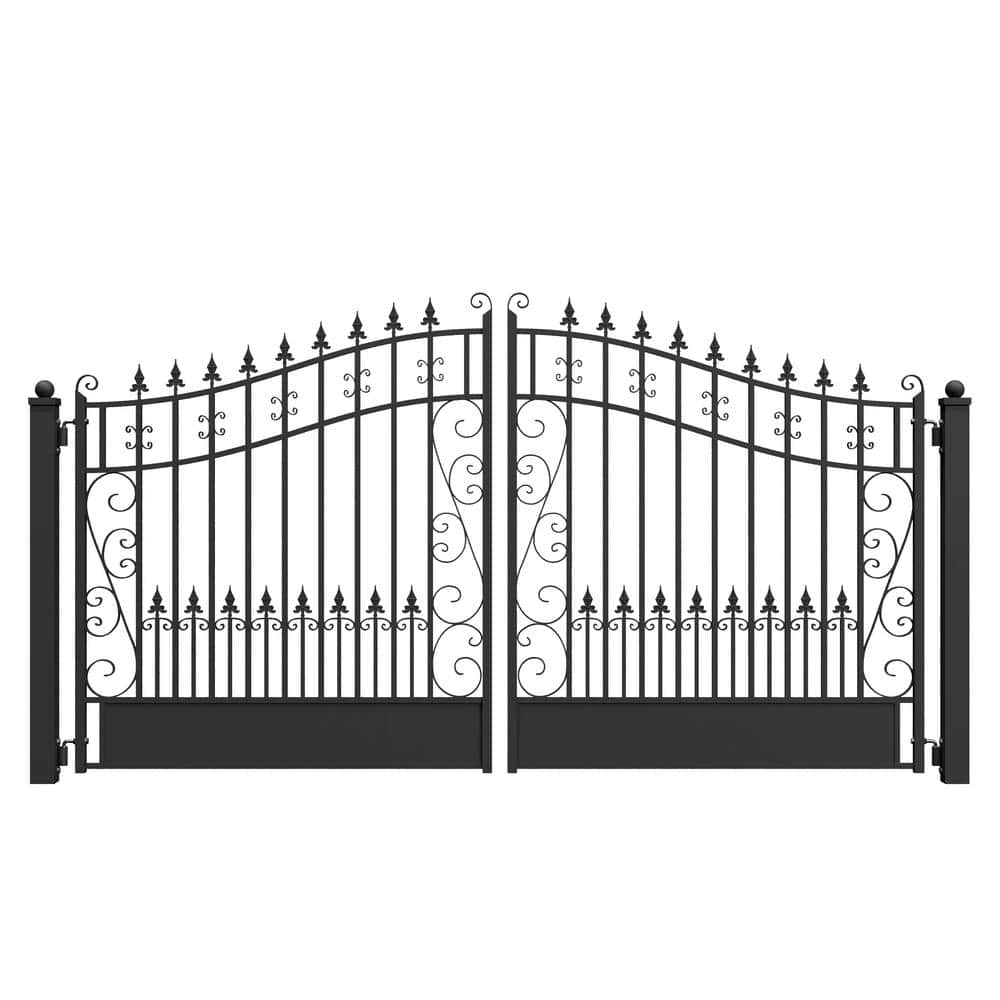 ALEKO Venice Style 12 ft. x 6 ft. Black Steel Dual Swing Driveway Fence Gate