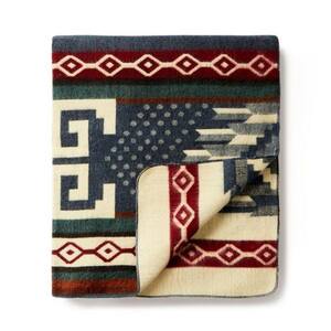 Charlie Blue and Ivory Ikat Acrylic Throw Blanket
