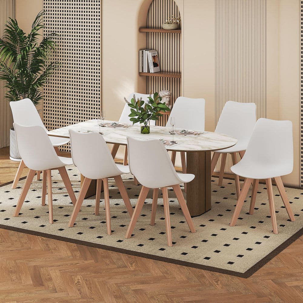 VECELO Modern Dining Chairs (Set of 8) Mid Century Plastic Shell