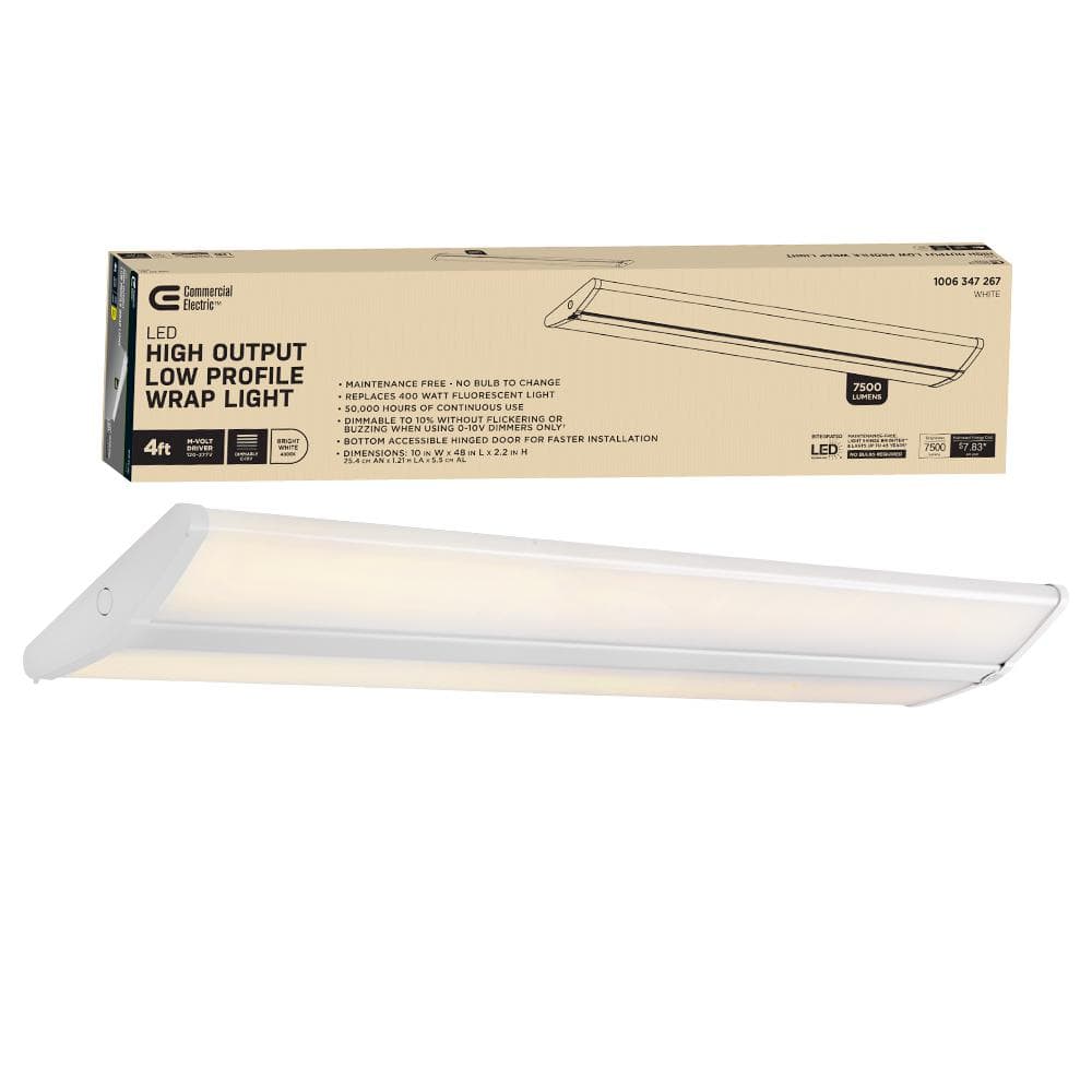 1-Pack 4 ft. 7500 Lumens LED Wraparound Light Fixture 65W 120-277V Bright W