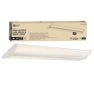 Commercial Electric 1-Pack 4 ft. 7500 Lumens LED Wraparound Light Fixture 65W 120-277V Bright White 4000K Dimmable Garage Lighting Workshop 568031410