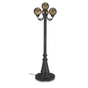 European Park Style Four Bronze Globe Plug-In Outdoor Black Lantern Patio