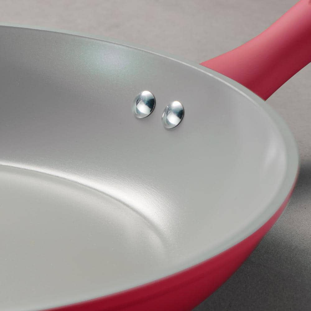Red 14-Piece Nonstick Ceramic Cookware Set with Glass Lids