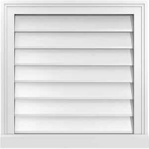 22 in. x 22 in. Vertical Surface Mount PVC Gable Vent: Decorative with Brickmould Sill Frame