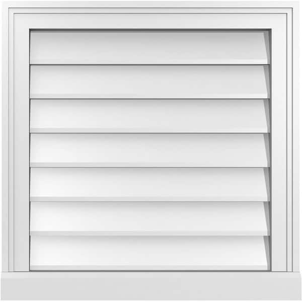 22 in. x 22 in. Vertical Surface Mount PVC Gable Vent: Decorative with Brickmould Sill Frame