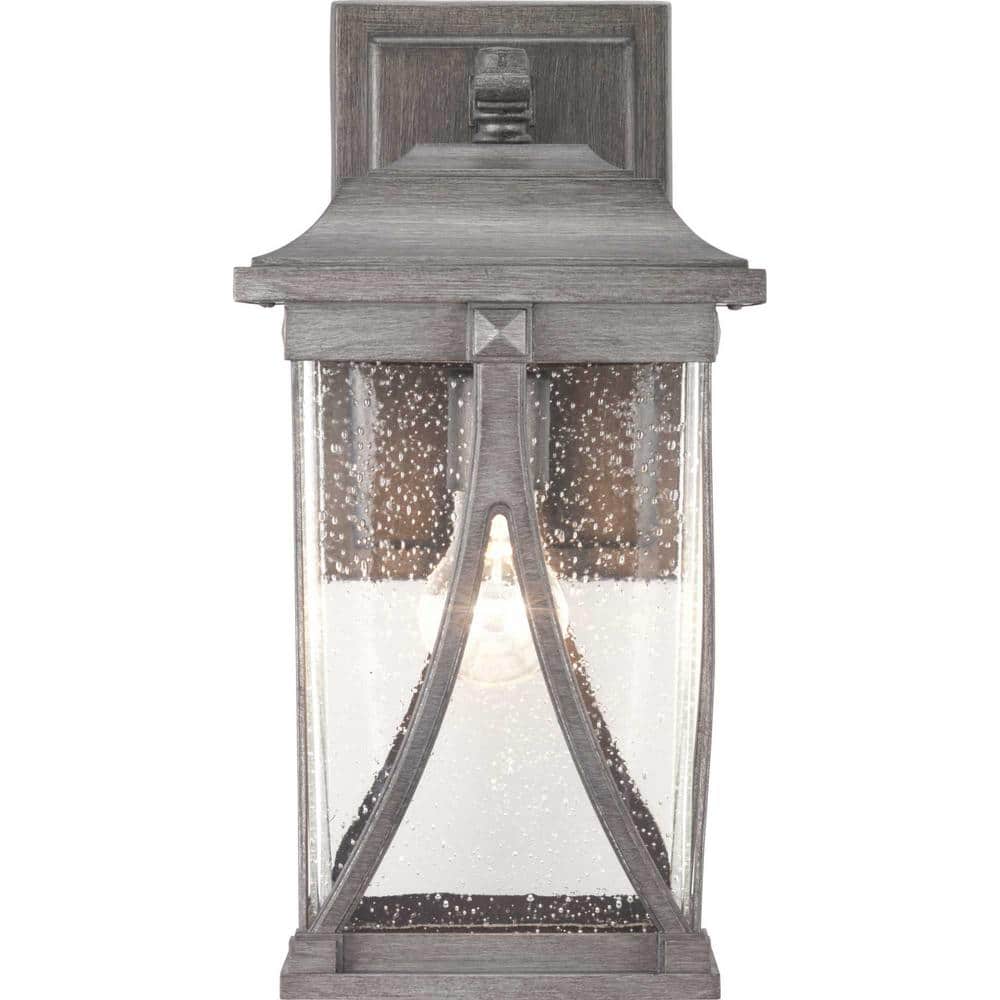 Antique Pewter Seeded Glass Outdoor Wall Lantern