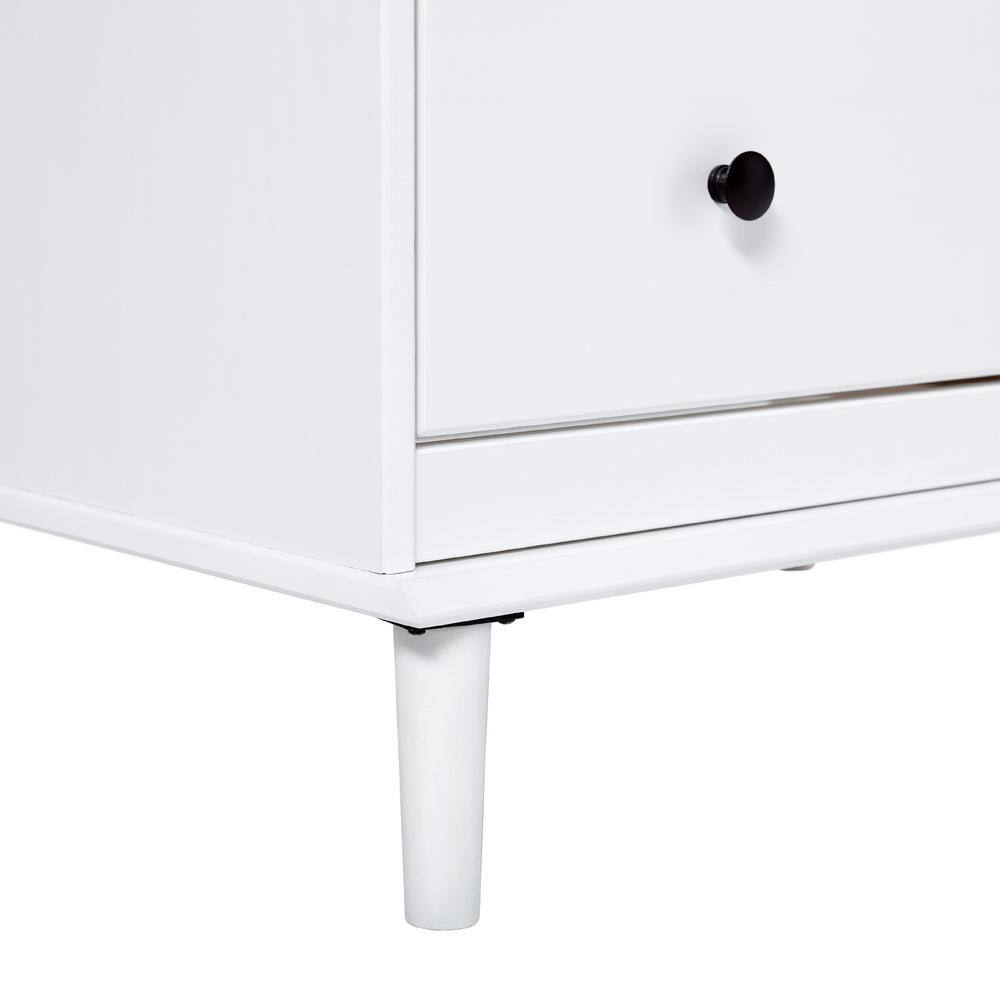White Mid-Century Modern 4-Drawer Solid Wood Dresser