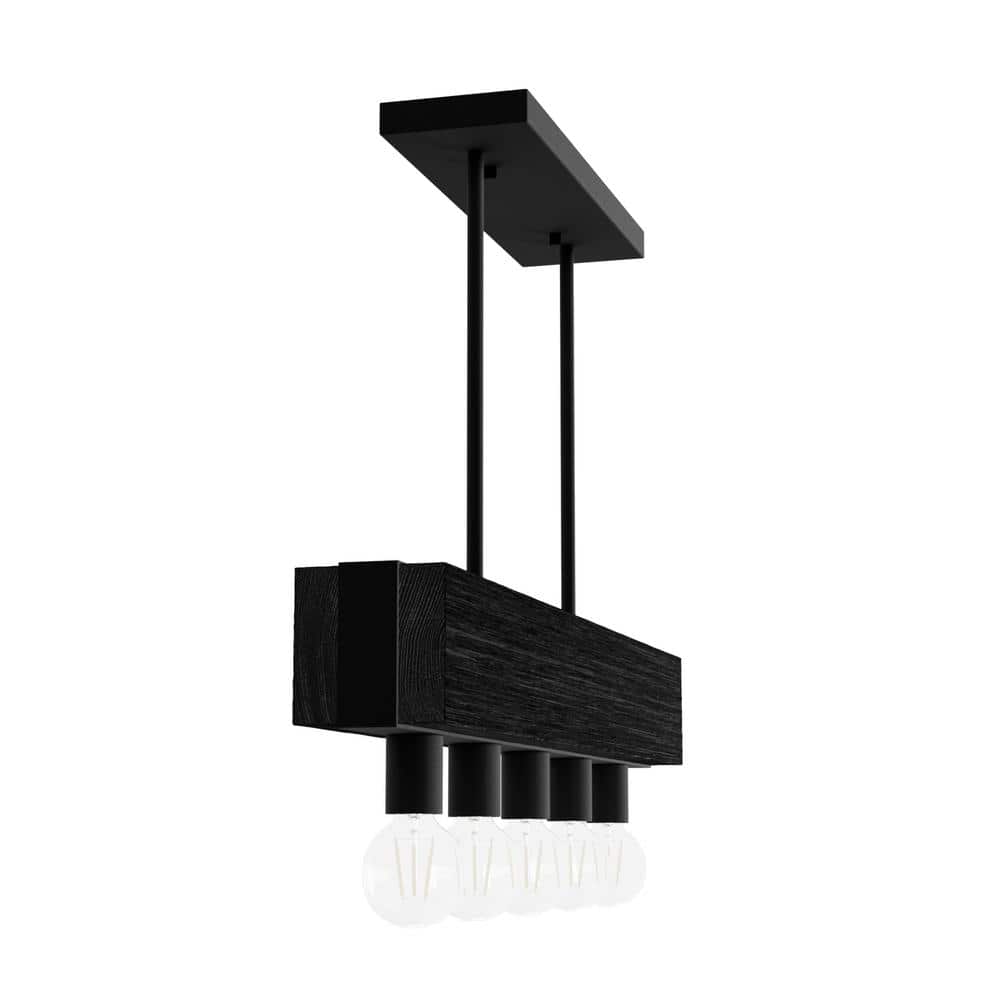 Black Iron and Ash 5-Light Linear Chandelier