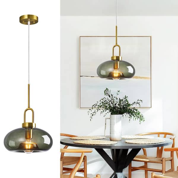 Home Lighting ‎60-Watt 1 Light Grey Green Glass Globe Pendant Light for Kitchen Island, No Bulbs Included, 1-Pack