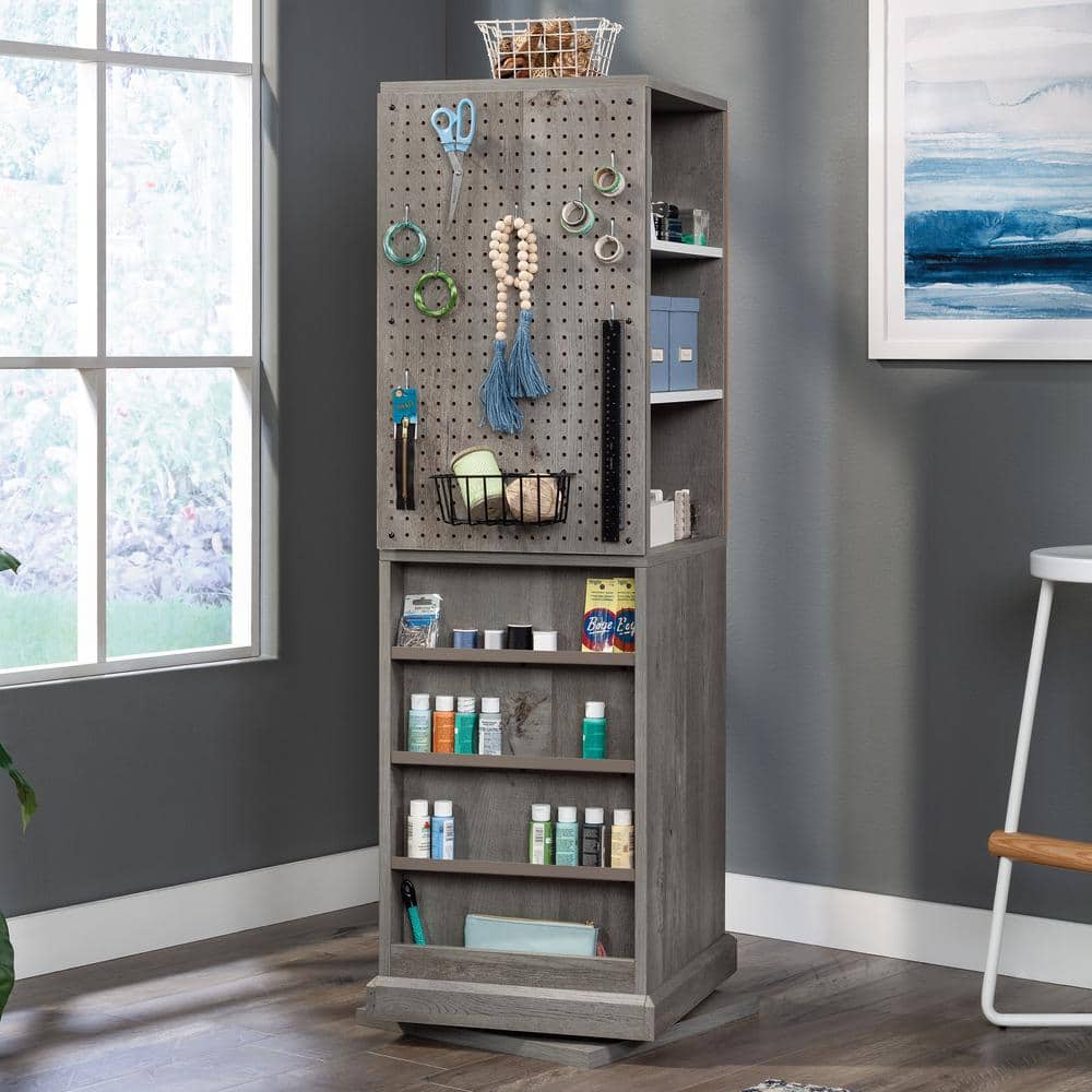 Mystic Oak Adjustable Craft Tower with White Shelves