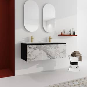 Victoria 48 in. W x 18 in. D x 17 in. H Wall-Mounted Modern Design Double Sink Bath Vanity with Top and Cabinet in Gray