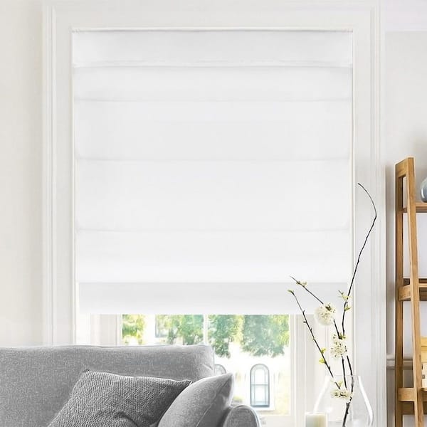 Chicology Belgian Snow Cordless Light Filtering Privacy Polyester Roman Shades 29 in. W x 64 in. L