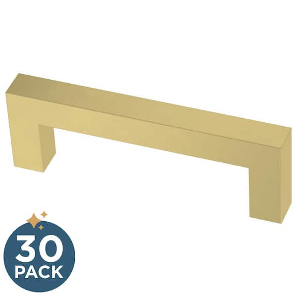 Franklin Brass 30-Pack Simple Modern Square 3 in. (76 mm) Modern Satin Gold Cabinet Drawer Pulls