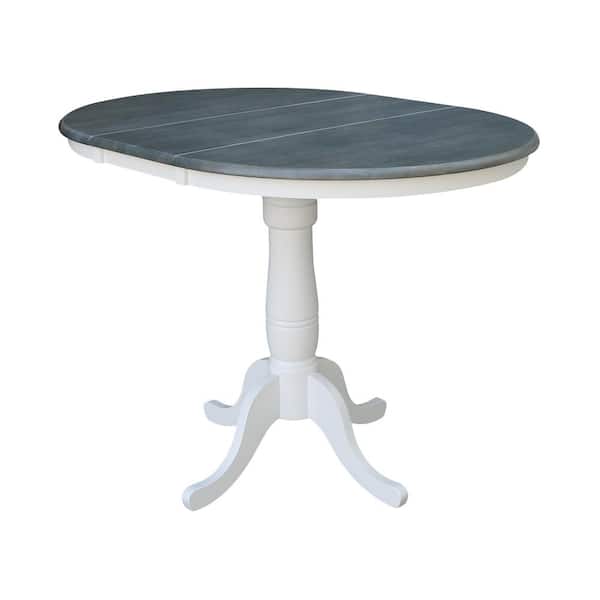 International Concepts White/Heather Gray 36 in. x 48 in. Oval ExtentTop Counter Height Pedestal Table