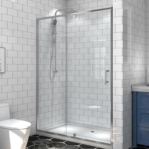 Victoria 50-54 in. W x 71 in. H Pivot Swing Framed Shower Door in Chrome with Clear SGCC Tempered Glass