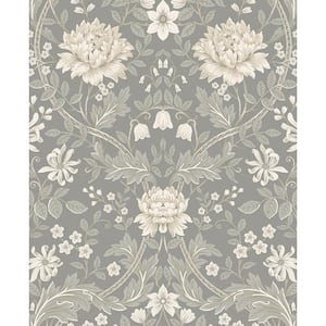 Daydream Grey Honeysuckle Floral Pre-Pasted Paper Wallpaper Roll (57.5 sq. ft.)