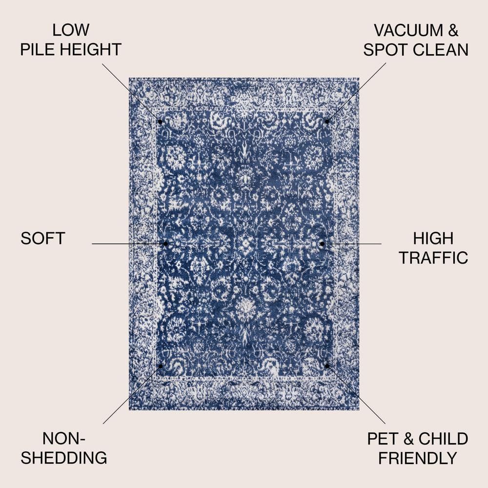 Handmade Reversible Synthetic Navy Blue 4' x 6' Area Rug