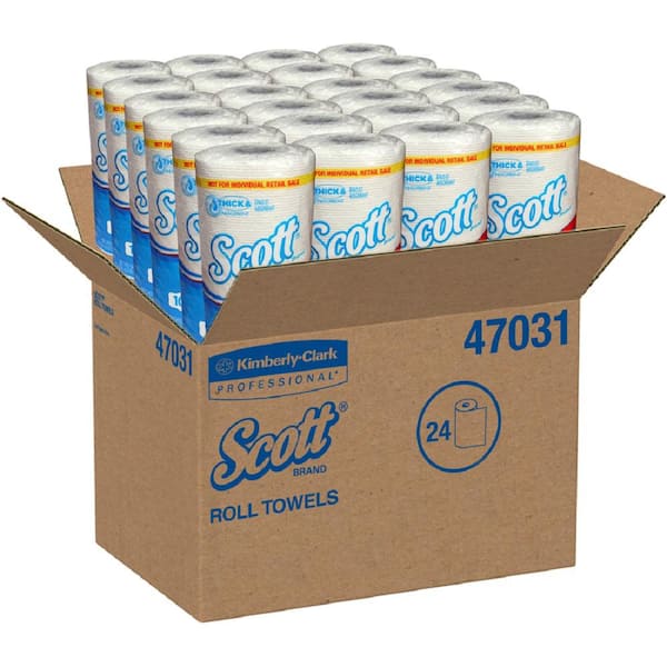 Scott 47031 Choose-A-Sheet Mega Roll Paper Towels, 1-Ply, White, 102/Roll, 24/Carton