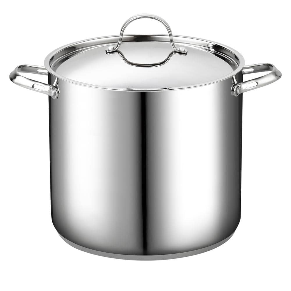 20-Quart Silver Stainless Steel Deep Cooking Stockpot with Lid