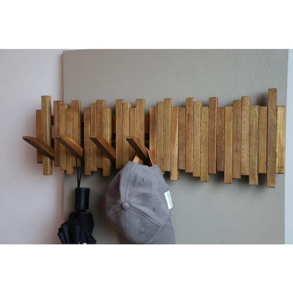 Angel Sar 24.8 in. x 8.7 in. Wall Mounted Natural Wood Piano Coat