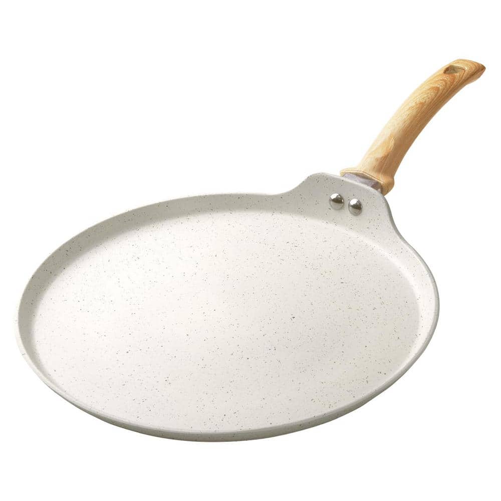 11 in. Aluminum Nonstick Eco-Friendly Granite Coating Crepe Pan White Induc