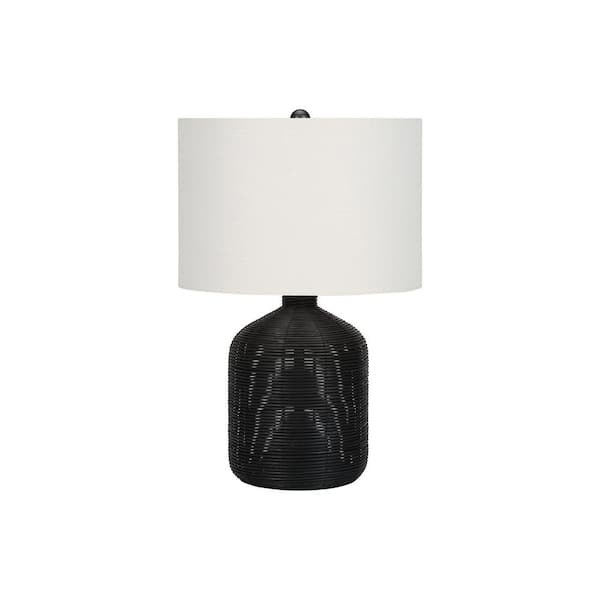 HomeRoots 22.5 in. Ivory Modern Integrated LED Bedside Table Lamp with Ivory Linen Shade