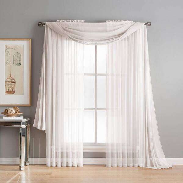 Window Elements Sheer Diamond Sheer 56 in. W x 90 in. L Rod Pocket Extra Wide Curtain Panel in White