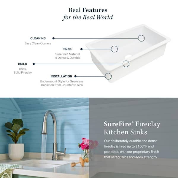 SINKOLOGY Eden 23 in. Undermount Single Bowl Crisp White SINKOLOGY Eden 23 in. Undermount Single Bowl Crisp White
