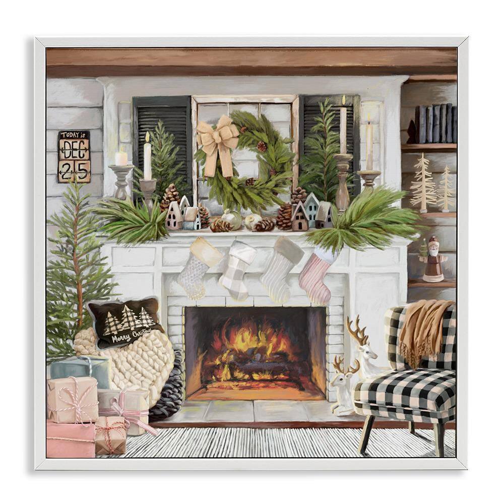 Cozy Fireplace Holiday by Nicky Boehme 1 Piece White Framed Giclee Home Art Print 17 in. x 17 in. price history on PriceWatchPro