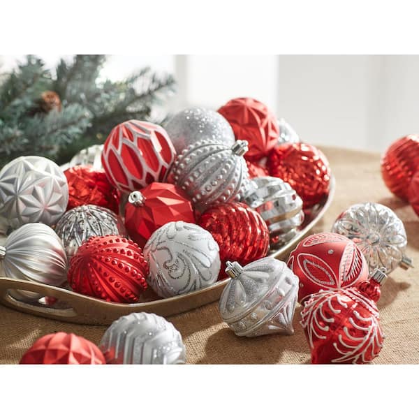 Home Accents Holiday - 80 mm Red Christmas Ornament Assortment (75-Pack)