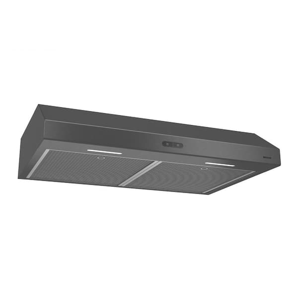Broan-NuTone Glacier Deluxe BCDF1 30 in. 375 Max Blower CFM Covertible Under-Cabinet Range Hood with Light in Black Stainless