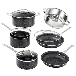 10-Piece Aluminum Ultra-Durable Non-Stick Diamond Infused Cookware Set with Glass Lids