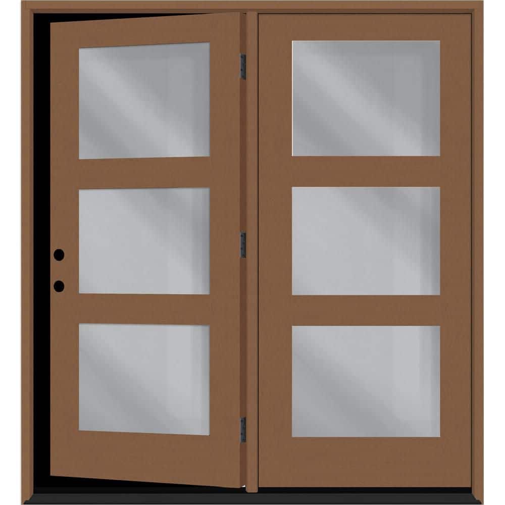 "Regency 72 in. x 80 in. Modern 3L Equal ClrGlass AutmnWht RH Center-Hinged Stained Fiberglass Retro Patio Door w/6""Jamb" price history on PriceWatchPro
