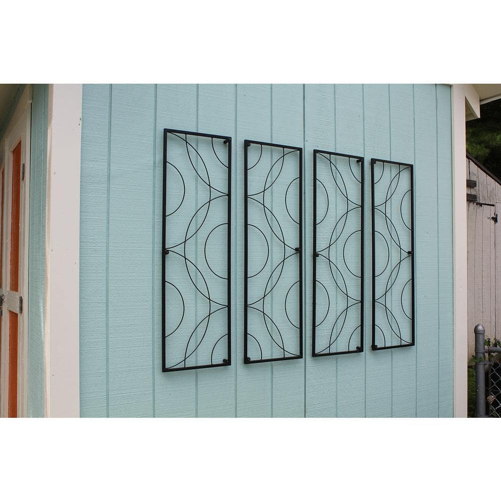 Black Wrought Iron Modular Wall Trellis Set