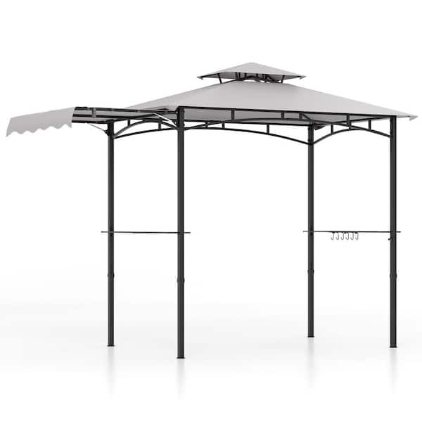 ANGELES HOME 10.5 ft. x 5 ft. x Grill Gazebo with Side Awning and Double-Tiered Top