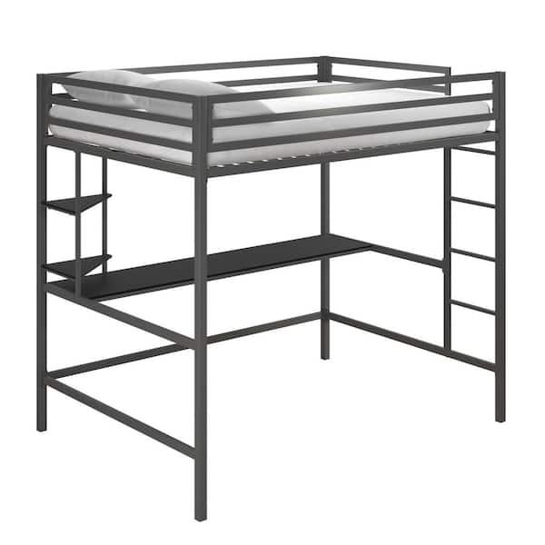 Photo 1 of Maxwell Metal Full Loft Bed with Desk and Shelves, Gray/ Black
