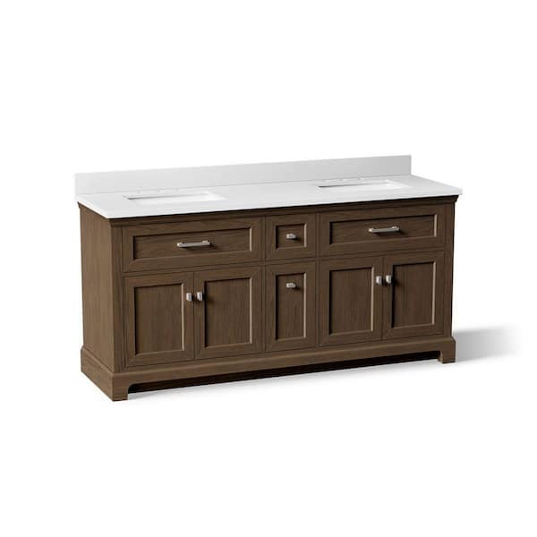 Charlemont 72.99 in. Draper Oak Bath Vanity with Quartz Top