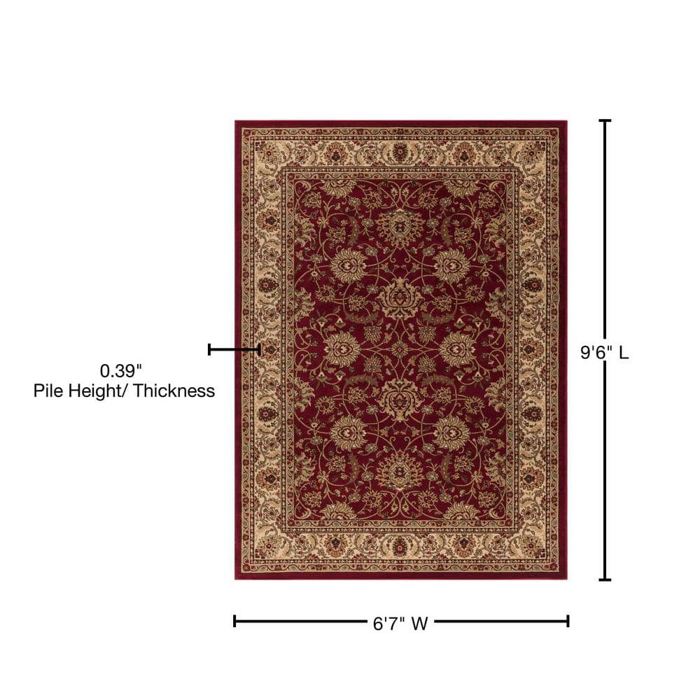 Ankara Mahal Red Synthetic Stain-Resistant Area Rug 6'-7" x 9'-6"