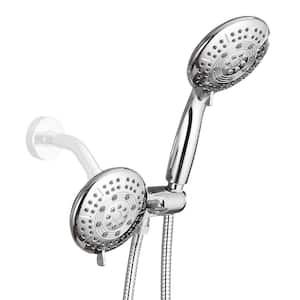 2 in. 1-5-Spray Patterns with 1.8 GPM 4.7 in. Wall Mount Fixed and Handheld Shower Head in Chrome