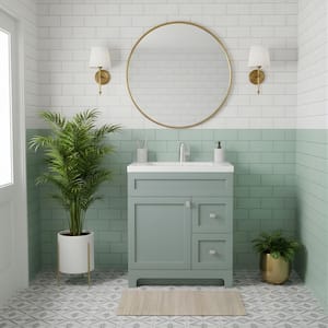Daisy 30 in. W x 21 in. D x 36.5 in. H S/Sink Free Standing Bath Vanity in Serenity with Cultured Marble Top in White