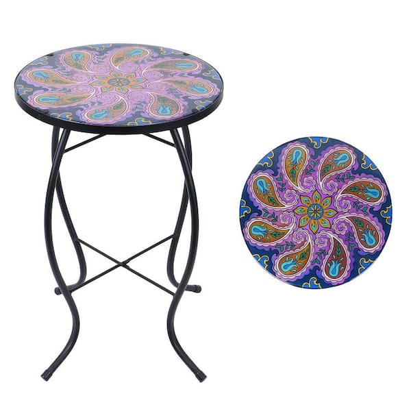 MOEPISY 14 in. Round Small Table Plant Stand for Indoor Garden