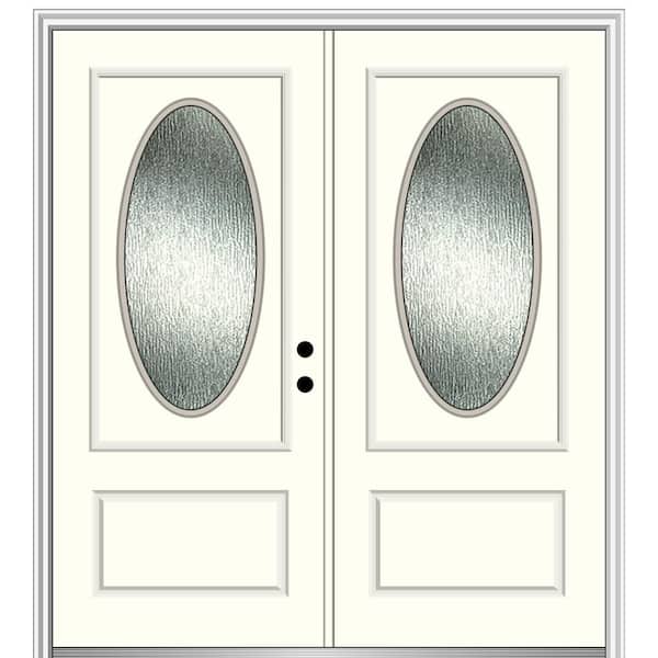 MMI Door 72 in. x 80 in. Left-Hand/Inswing Rain Glass Alabaster Fiberglass Prehung Front Door on 6-9/16 in. Frame