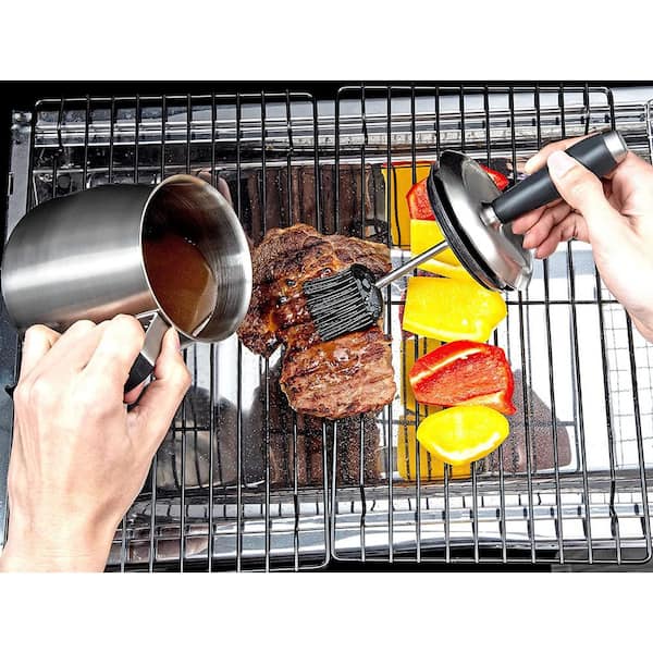 Cubilan Stainless Steel BBQ Sauce Pot and Silicone Basting Brush