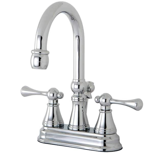 Kingston Brass Restoration 4 in. Centerset Double Handle Bathroom Faucet in Chrome