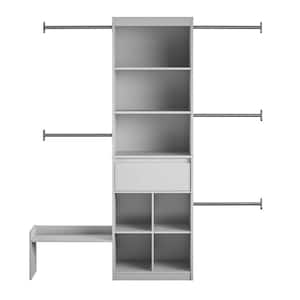 Grow with Me 68.7 in. - 95.44 in. W Gray Wall Mount Adjustable Wood Closet System with 5 Clothing Rods