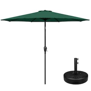 9 ft. Steel Market Tilt Patio Umbrella in Green with Free Standing Base