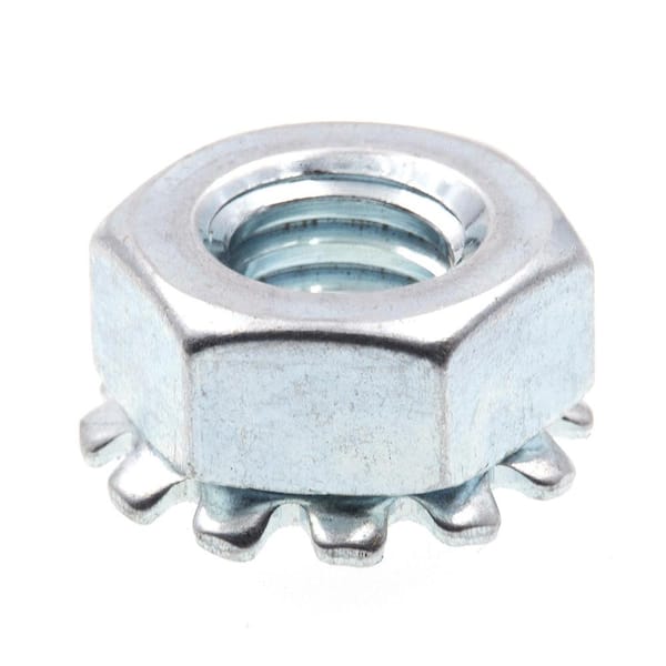 Prime-Line 1/4 in.-20 Zinc Plated Steel K-Lock Nuts with External Tooth Washer (50-Pack)